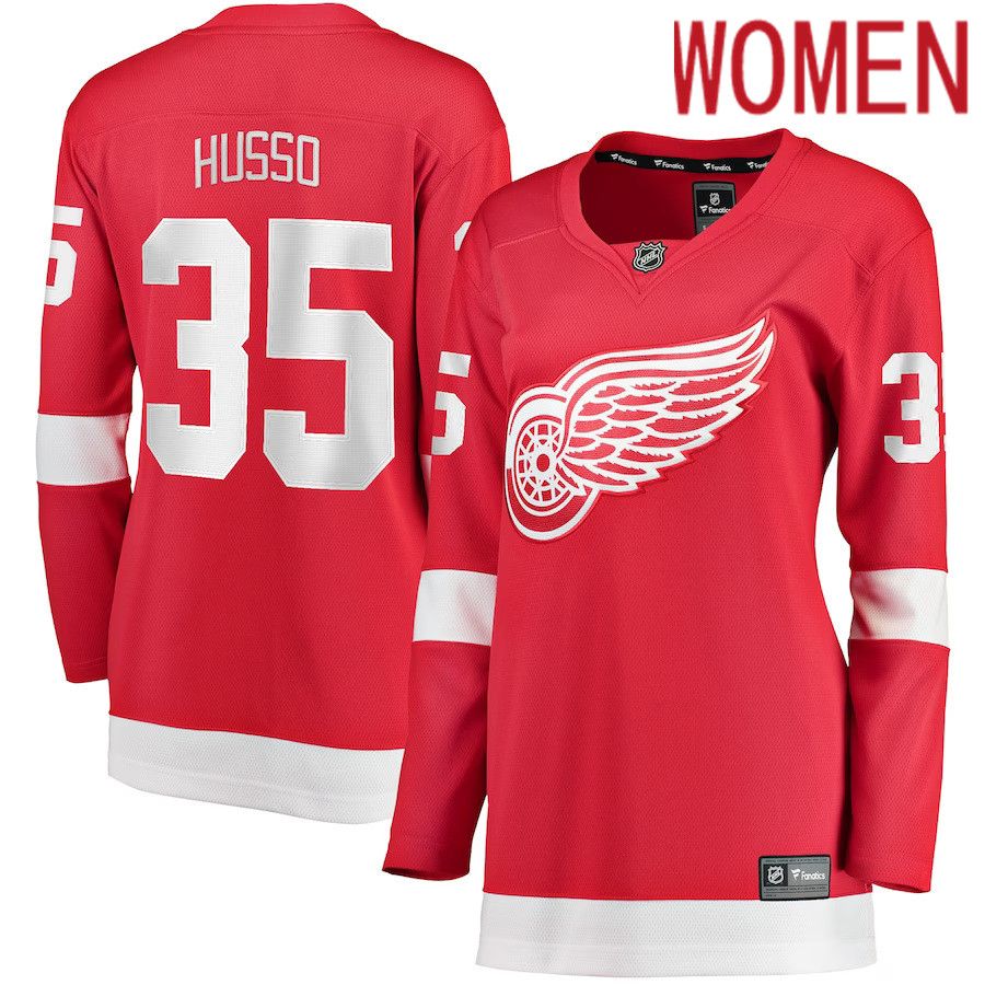 Women Detroit Red Wings #35 Ville Husso Fanatics Branded Red Home Breakaway Player NHL Jersey